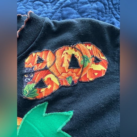 Vintage size large 14-16 Halloween jack o lantern shirt. Handcrafted by K&V. - Picture 5 of 7